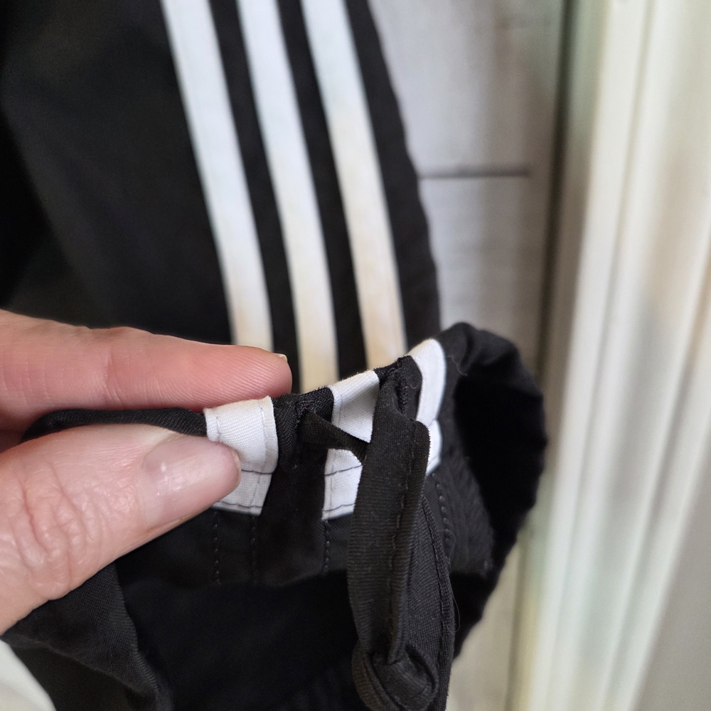 adidas Black Ankle Track Pants with White Stripes - Picture 6 of 9